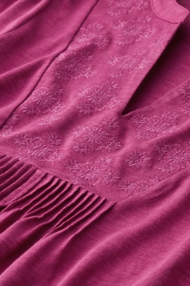 Discount Soft Surroundings Mikaela Embroidered 3/4 Sleeve Tunic RaspberryRadiance