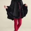 Clearance Soft Surroundings Mila Faux Fur Trim Cape Black