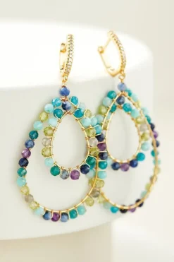 Discount Soft Surroundings Mimi Beaded Hoop Earrings BlueMulti