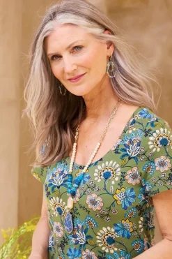 Discount Soft Surroundings Mimi Beaded Hoop Earrings BlueMulti