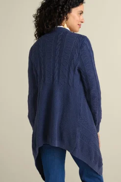 Outlet Soft Surroundings Minah Cable Knit Cardigan DenimBlue