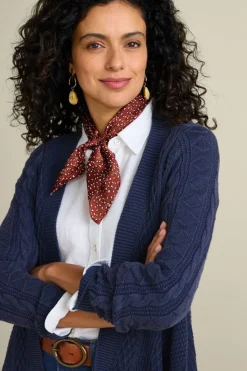 Outlet Soft Surroundings Minah Cable Knit Cardigan DenimBlue