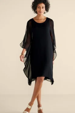 Fashion Soft Surroundings Morlaix Silk Dress Black