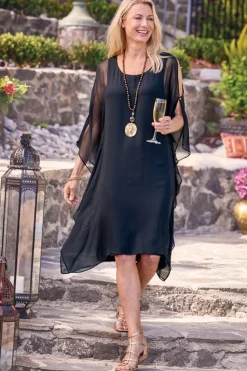 Fashion Soft Surroundings Morlaix Silk Dress Black