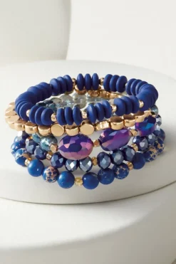 New Soft Surroundings Nara Stretch Bracelet Set BlueMulti