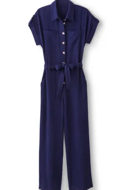 New Soft Surroundings Natasha Gauze Jumpsuit Navy