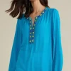 Sale Soft Surroundings Nellie Gauze Tunic BlueDanube
