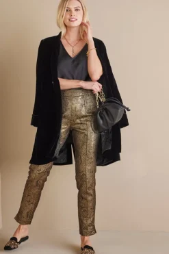 Discount Soft Surroundings Nevina Jacquard Trouser GoldFloral