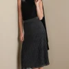 Clearance Soft Surroundings Nisha Knit Pleated Skirt Black/Silver