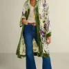 Clearance Soft Surroundings Nomi Silk Blend Velvet Kimono Purple/GreenPaisley