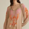 Sale Soft Surroundings Noura Embroidered Gauze Pullover Sesame
