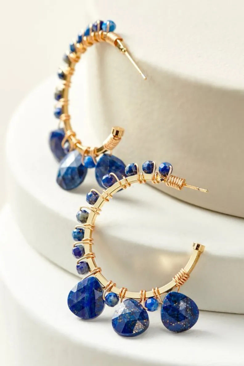Best Soft Surroundings Odeta Hoop Earrings Lapis