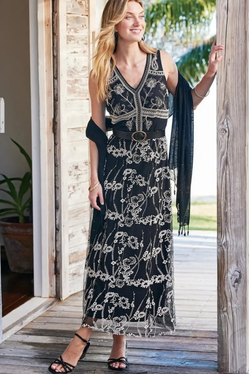 Discount Soft Surroundings Olivia Maxi Dress Black