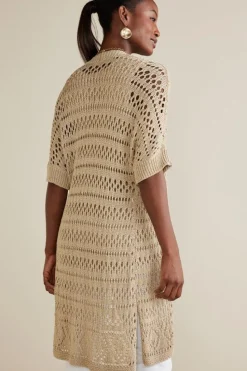 Outlet Soft Surroundings Opaline Shimmer Cardigan Sesame