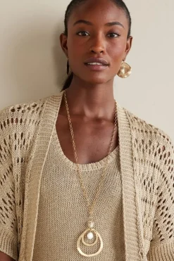 Outlet Soft Surroundings Opaline Shimmer Cardigan Sesame