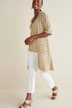 Outlet Soft Surroundings Opaline Shimmer Cardigan Sesame
