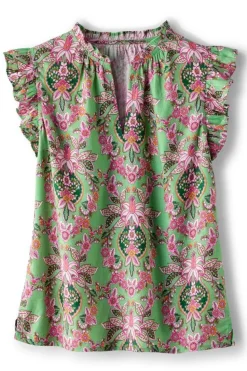 Best Soft Surroundings Paige Linen Blend Top TropicalDamaskMedallion