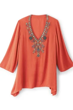 Online Soft Surroundings Paulina Gauze Pullover Navy