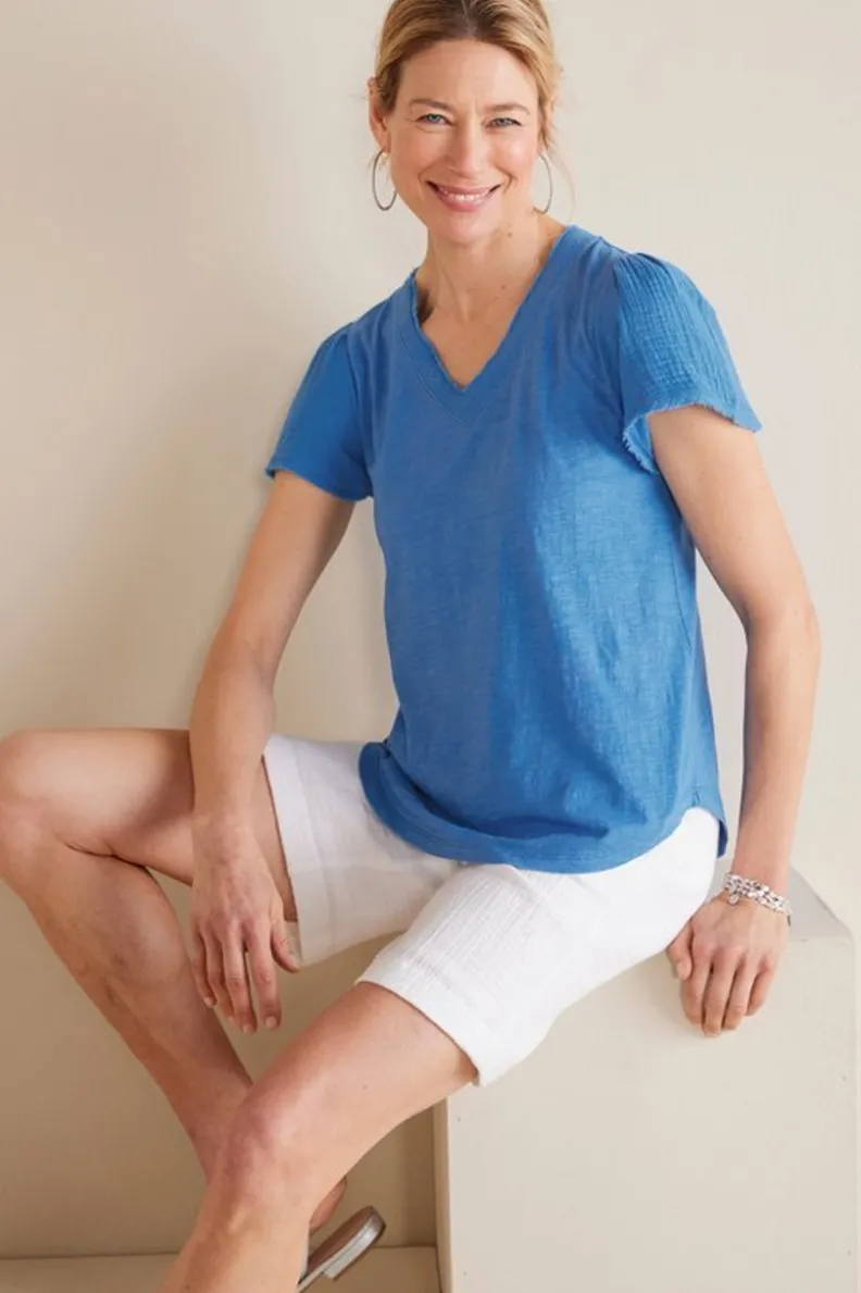 New Soft Surroundings Philippa Gauze Sleeve Tee