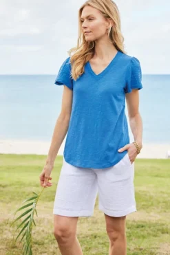 New Soft Surroundings Philippa Gauze Sleeve Tee