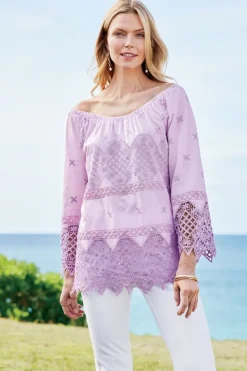 Hot Soft Surroundings Pilar Off The Shoulder Top OrchidBloom