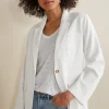 New Soft Surroundings Portofino Linen Blend Boyfriend Blazer Lime