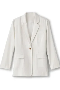 New Soft Surroundings Portofino Linen Blend Boyfriend Blazer Lime