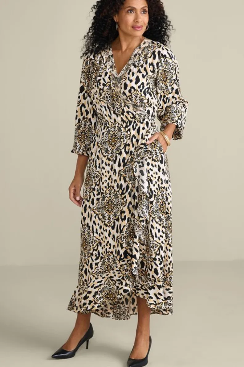 Discount Soft Surroundings Priyani Midi Dress LeopardMedallion