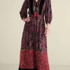 New Soft Surroundings Quinn Maxi Dress FlowingPaisleyBlack+Red