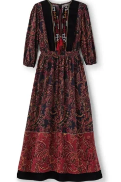 New Soft Surroundings Quinn Maxi Dress FlowingPaisleyBlack+Red