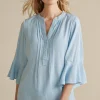 Outlet Soft Surroundings Raisa Linen Blend Top BlueBell