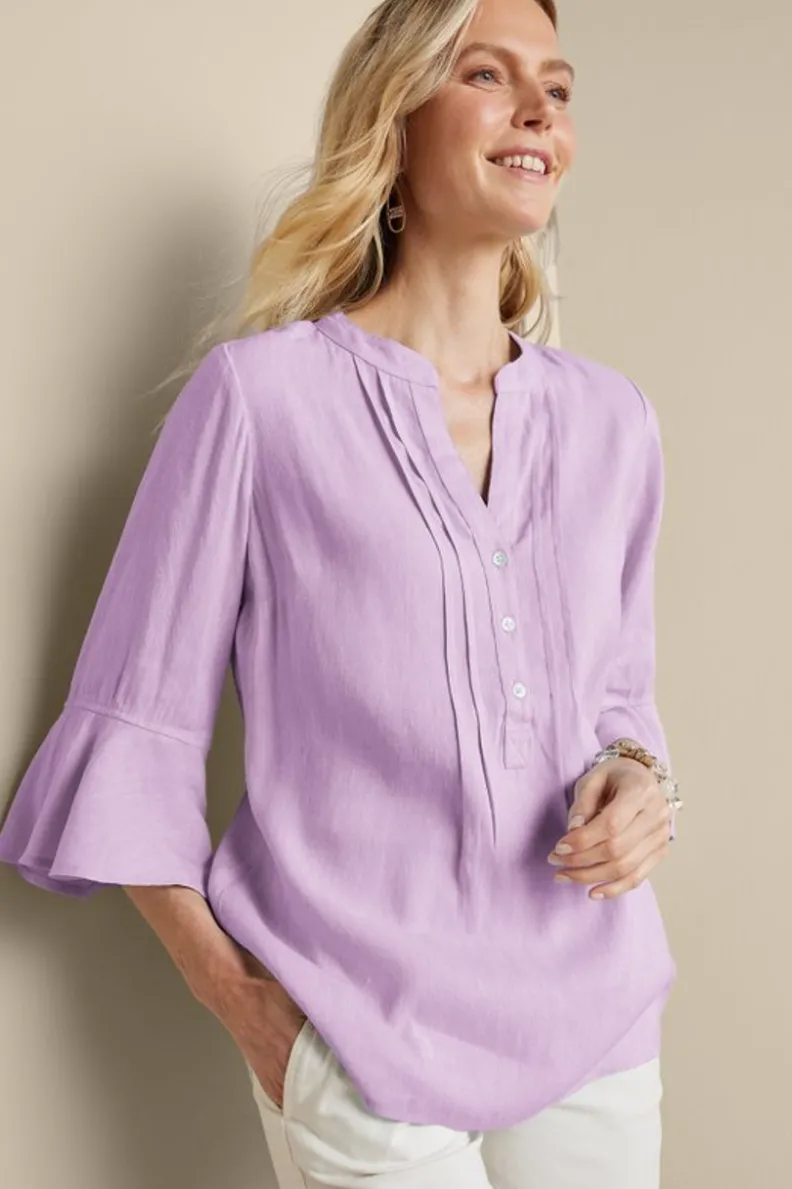 Outlet Soft Surroundings Raisa Linen Blend Top BlueBell