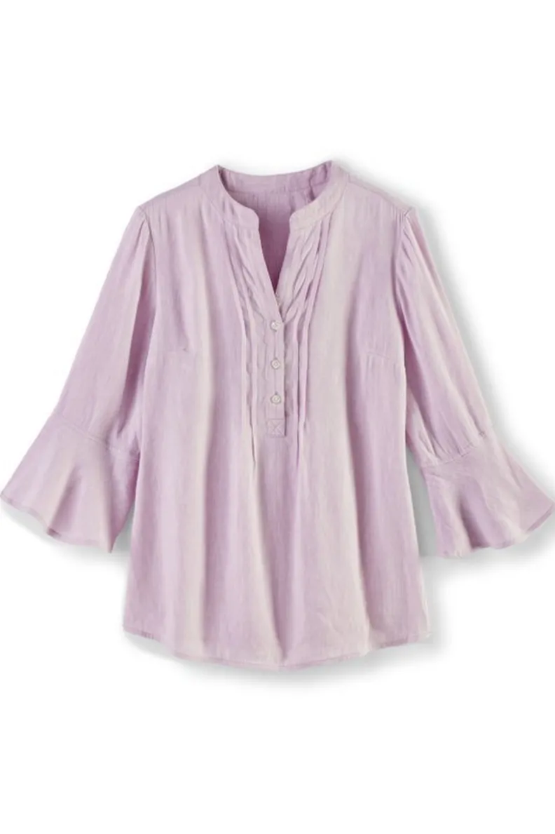 Outlet Soft Surroundings Raisa Linen Blend Top BlueBell