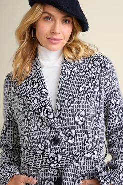 Sale Soft Surroundings Rami Jacquard Coat Black/White