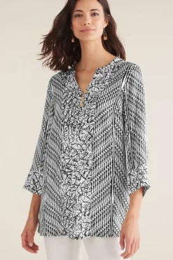 Online Soft Surroundings Ravello Top Black/WhiteAbstract