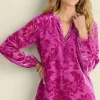 New Soft Surroundings Reesha Velvet Top Sangria