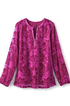 New Soft Surroundings Reesha Velvet Top Sangria