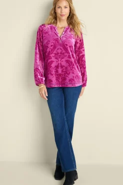 New Soft Surroundings Reesha Velvet Top Sangria