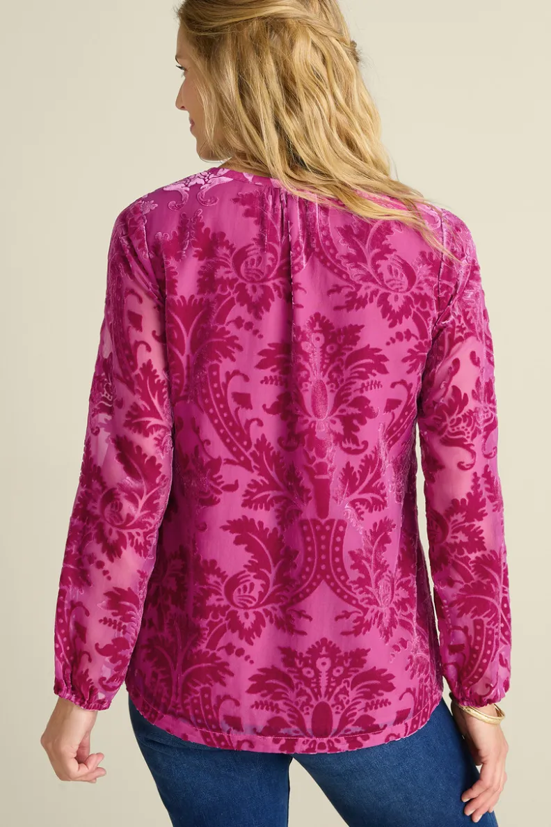 New Soft Surroundings Reesha Velvet Top Sangria