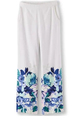 Online Soft Surroundings Ronna Linen Blend Wide Leg Pants WatercolorFloral