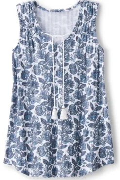 Best Soft Surroundings Roxie Printed Pointelle Tank SantaCruzDitsyWhite