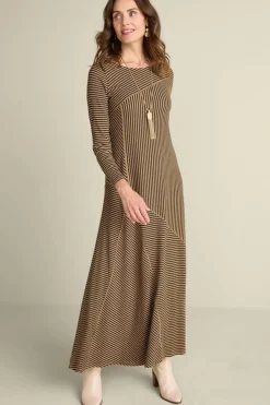 New Soft Surroundings Ryley Dress Brown/BlackStripe