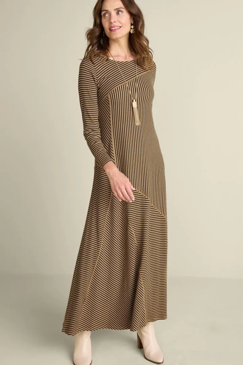 New Soft Surroundings Ryley Dress Brown/BlackStripe