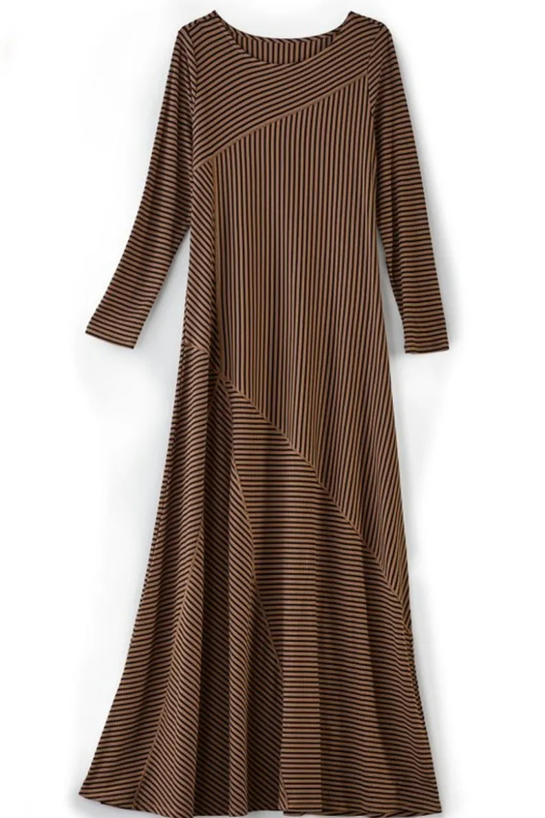 New Soft Surroundings Ryley Dress Brown/BlackStripe