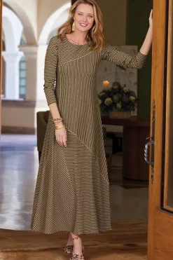 New Soft Surroundings Ryley Dress Brown/BlackStripe