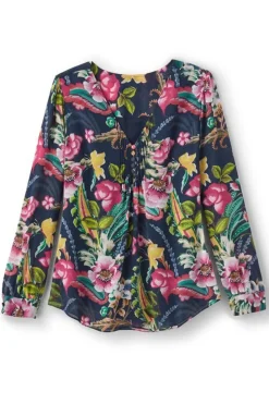 Fashion Soft Surroundings Samantha Georgette Top NavyPaisley