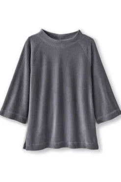 Hot Soft Surroundings Samina Corduroy Pullover ShorelineGrey