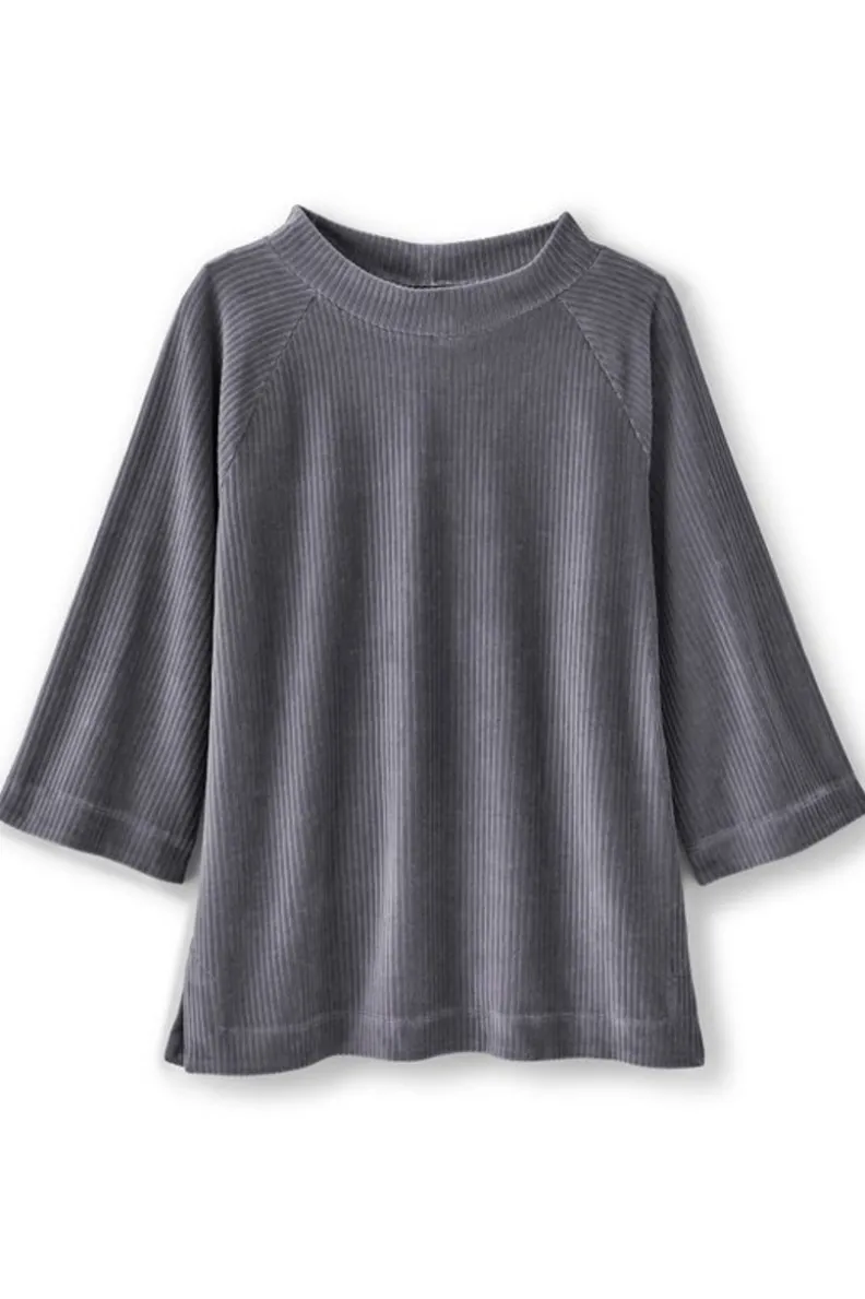 Hot Soft Surroundings Samina Corduroy Pullover ShorelineGrey