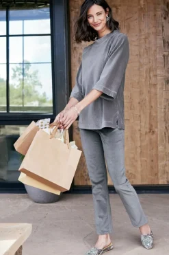 Hot Soft Surroundings Samina Corduroy Pullover ShorelineGrey