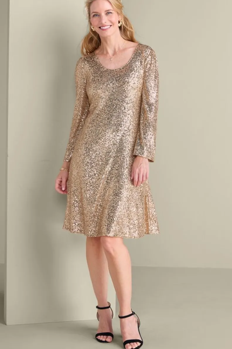 Discount Soft Surroundings Sancerre Sequin Dress GoldSequin